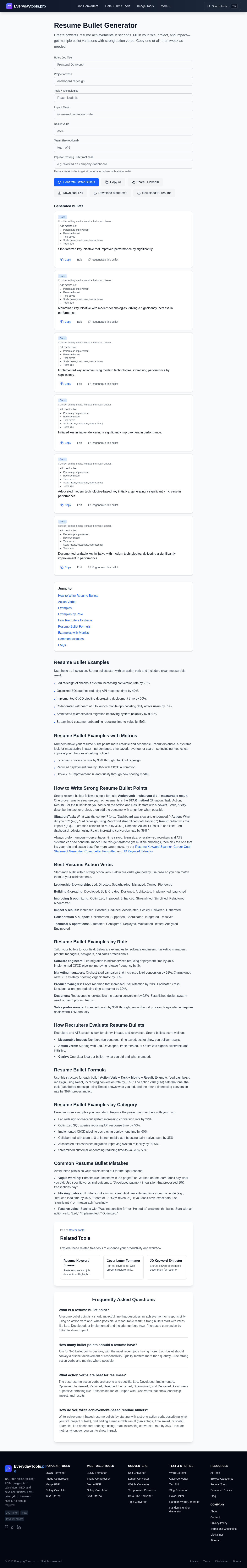 Resume Bullet Generator screenshot