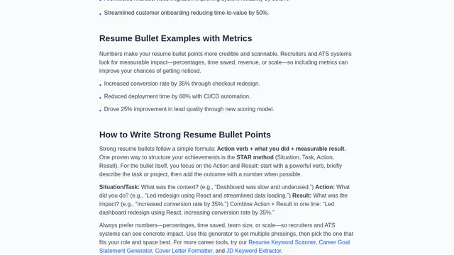Resume Bullet Generator screenshot