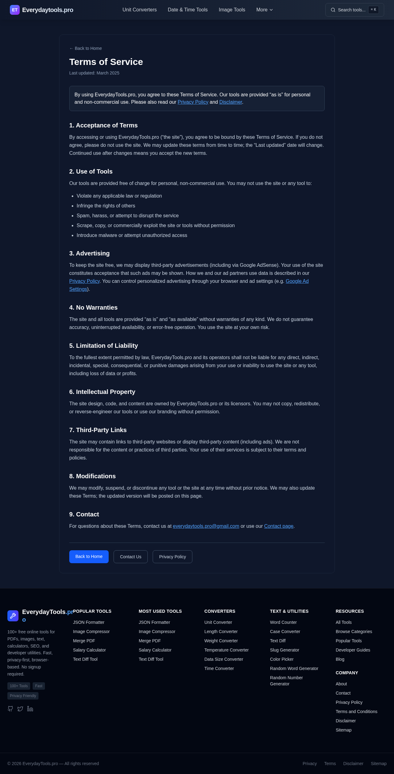Terms of Service screenshot