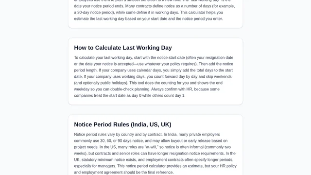 Notice Period Calculator screenshot