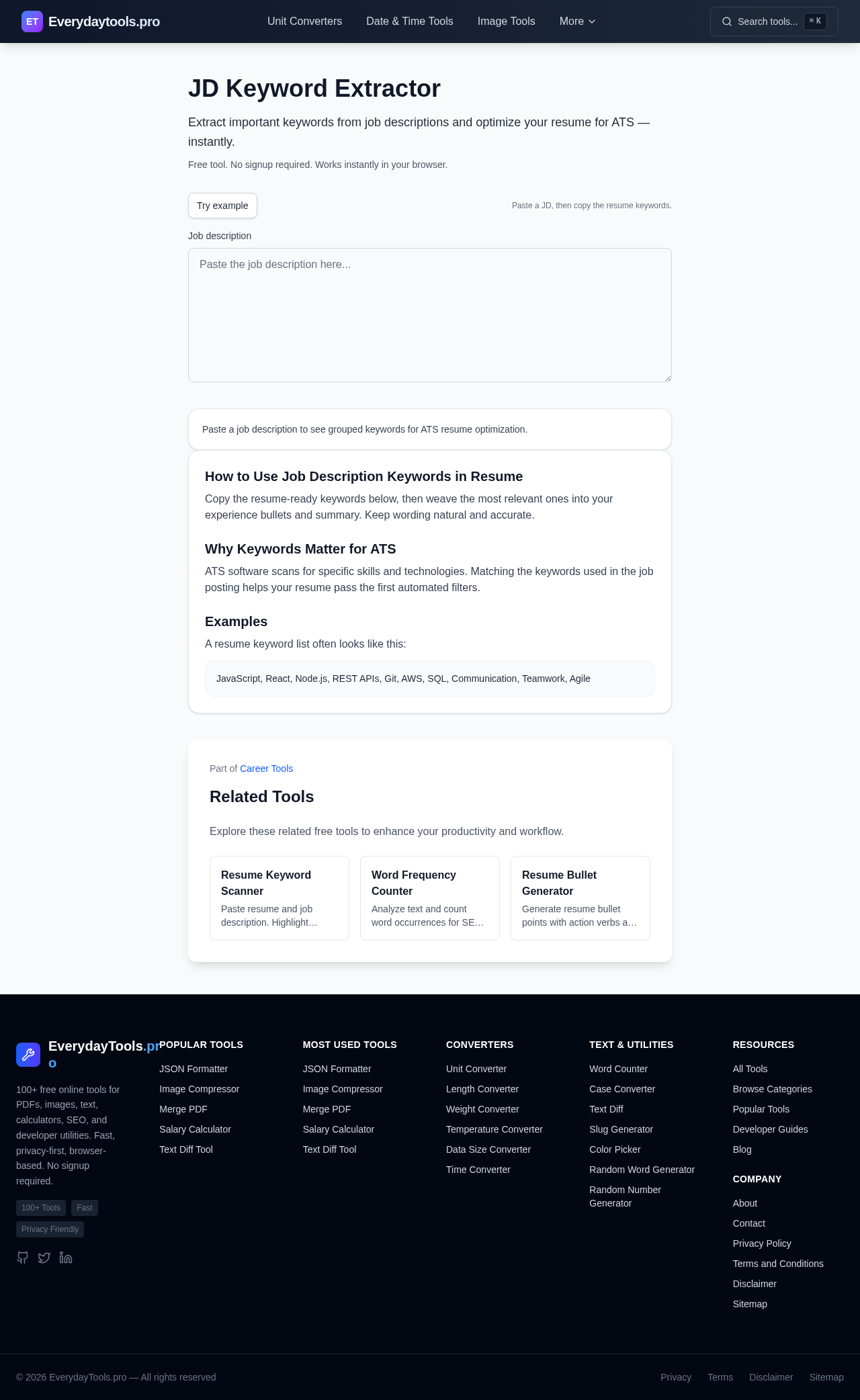 JD Keyword Extractor screenshot