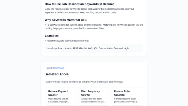 JD Keyword Extractor screenshot
