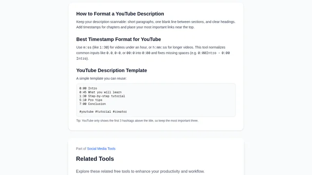 YouTube Description Formatter screenshot