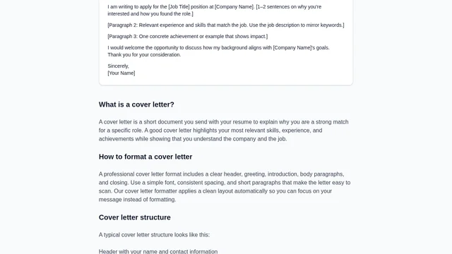 Cover Letter Formatter screenshot